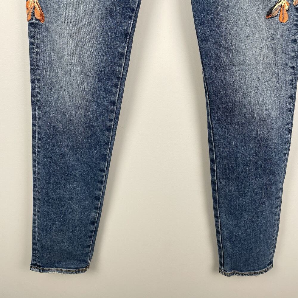Driftwood Jackie Skinny Cigarette Jeans Size 27 x 29 Embroidered Bird Artsy Boho - Picture 6 of 12